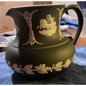 Antique Wedgwood Jasperware Dark Green Muses Watering Pegasus Aurora Cameo